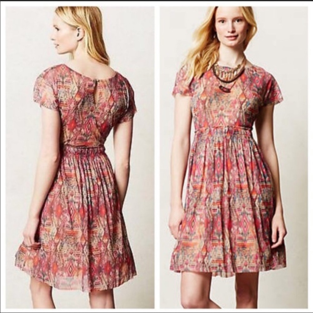 Anthropologie Weston Dress, pink motif